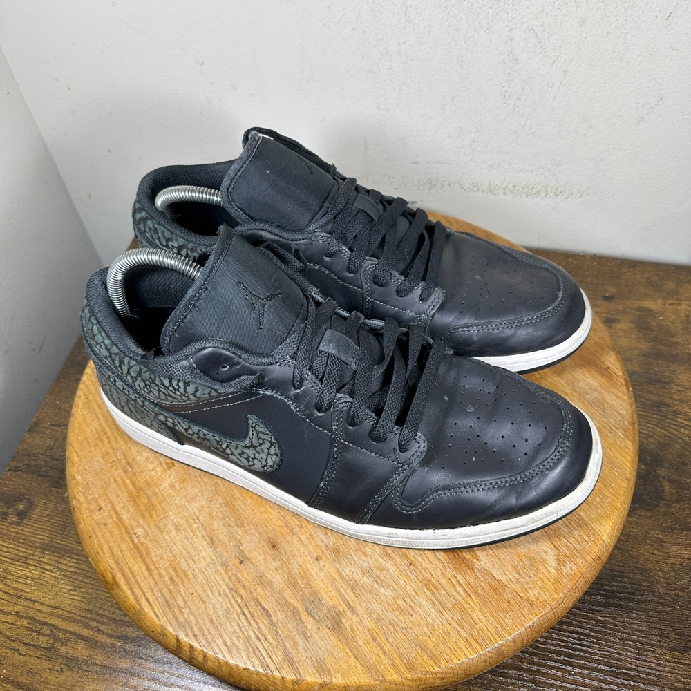 Air Jordan 1 Low Black Elephant FB9907-001 Mens Size 11 Black Cement Grey Shoes